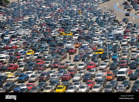 Crowded Car Park Parking Lot With Automobiles Stock Photo Royalty Free