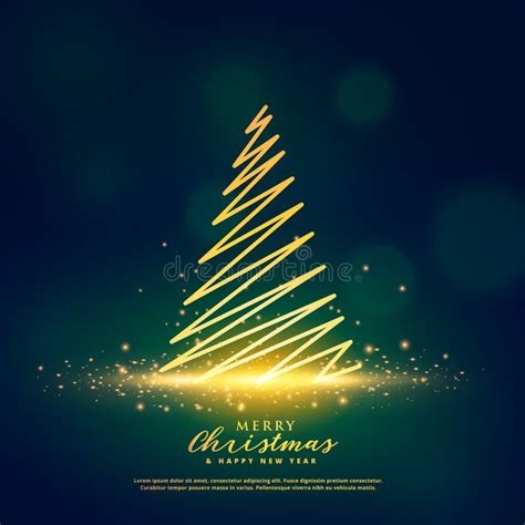 Creative Christmas Tree Design On Glowing Glitter Sparkles Stock Vector