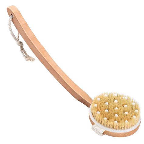 Wooden Bath Brush Bristle Shower Body Brush Detachable Cleaning Scrubber With Massage Nodes And