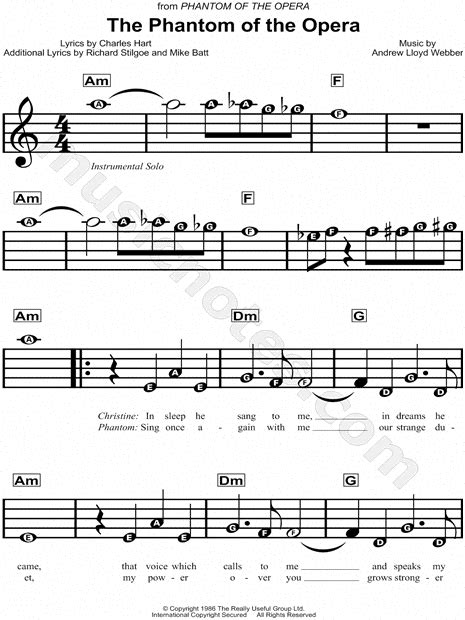 Download and print in pdf or midi free sheet music for lord of the rings theme by misc soundtrack arranged by rigaud@gmail.com for violin (solo). "The Phantom of the Opera" from 'The Phantom of the Opera' Sheet Music for Beginners - Download ...