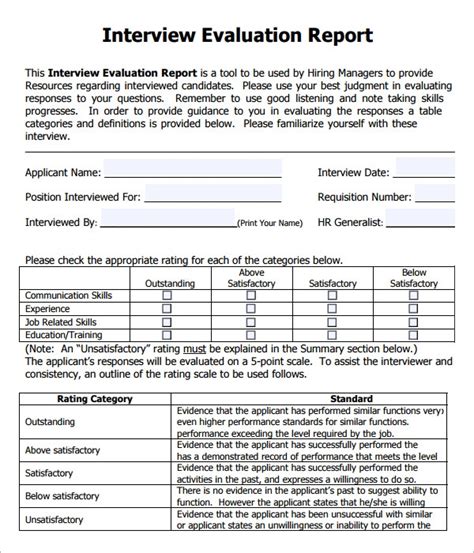 interview evaluation 7 free samples examples format