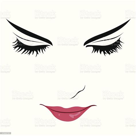 Beautiful Woman With Eyes Closed Vector Stock Illustration Download