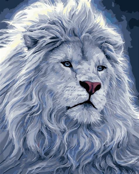 White Majestic Lion Animals Paint By Number Numeral Paint