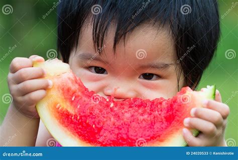 Baby Eating Watermelon Stock Image Image Of Babies Garden 24020533