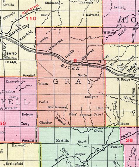 Gray County Kansas 1911 Map Cimarron Montezuma Ingalls