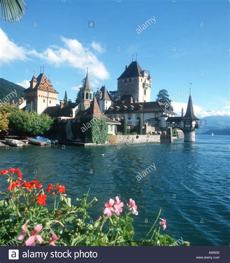 Castle Oberhofen On Lake Thun Switzerland Stock Photo Alamy