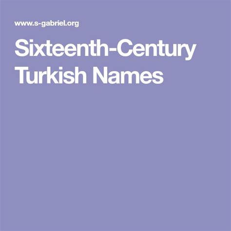 Sixteenth Century Turkish Names Turkish Names Names Turkish