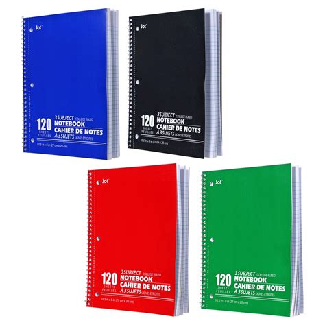 Bulk Jot 3 Subject College Ruled Spiral Notebooks 120 Pages Dollar Tree