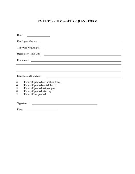 Printable Time Off Request Form Template Pdf Printable Templates