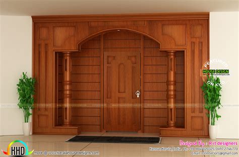 Bifurcated Stair Front Door Living And Bedroom Kerala Home Design