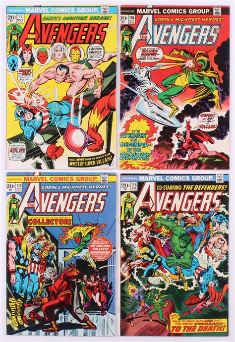 Lot Of 4 1973 74 The Avengers 1st Series Marvel Comic