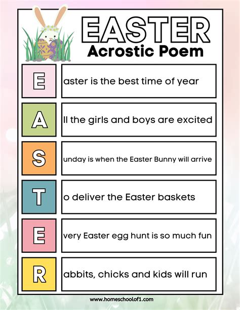 Easter Acrostic Poem Templates 8 Free Printables