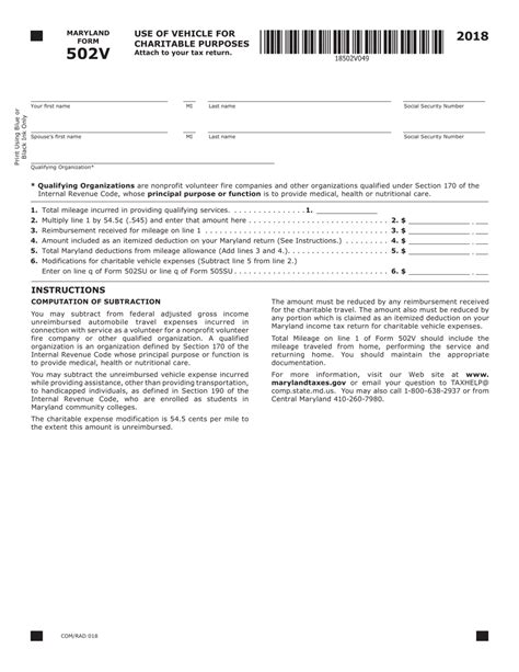 Form Comrad018 Maryland Form 502v 2018 Fill Out Sign Online And