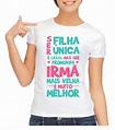 Camiseta Filha Única Promovida a Irmã Mais Velha – Criazopa