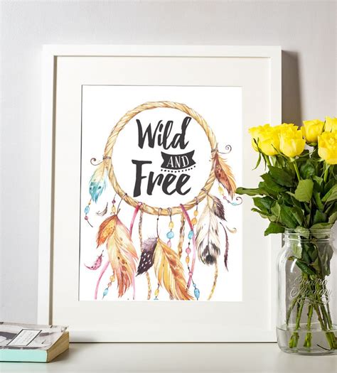 Welcome to wild + free! Nursery Wall Art Print, Wild And Free Printable Quote, Boho Wall Art, Dream catcher Printable ...