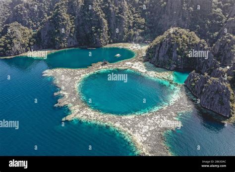 Aerial View Of The Twin Lagoon In Coron Island Palawan Philippines