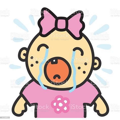 Cartoon Crying Baby Girl Isolated Vector Illustration Stock