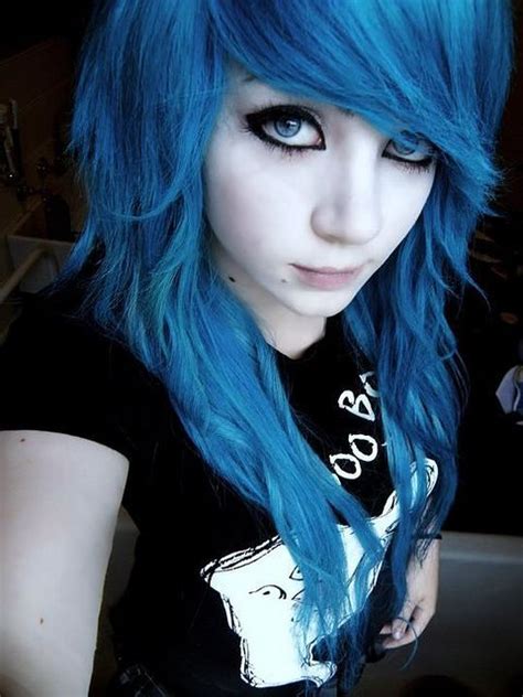 pretty blue hair piercing tattoo pretty hairstyles girl hairstyles scene hairstyles