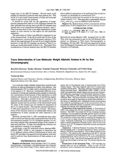 Trace Determination Of Low Molecular Weight Aliphatic Amines In Air By