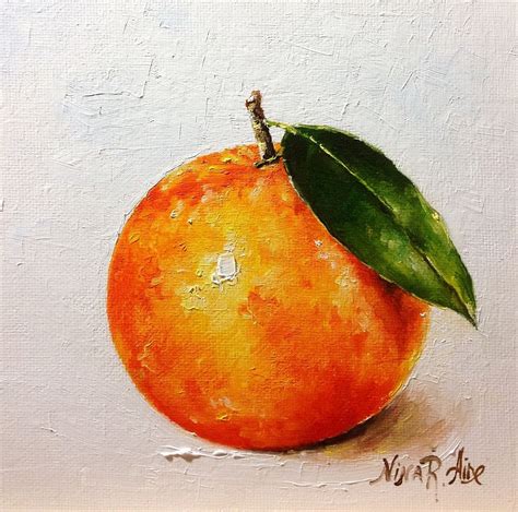 Orange Original Oil Painting By ~ Nina Raide ~ Painting 6x6 ~ By