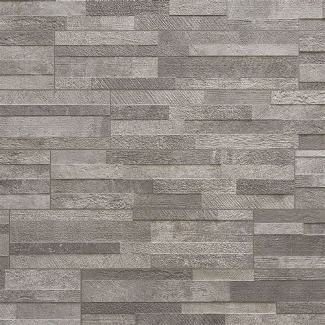 Sample Lodge Stone 3d Gray 6x24 Textured Porcelain Wall Tile