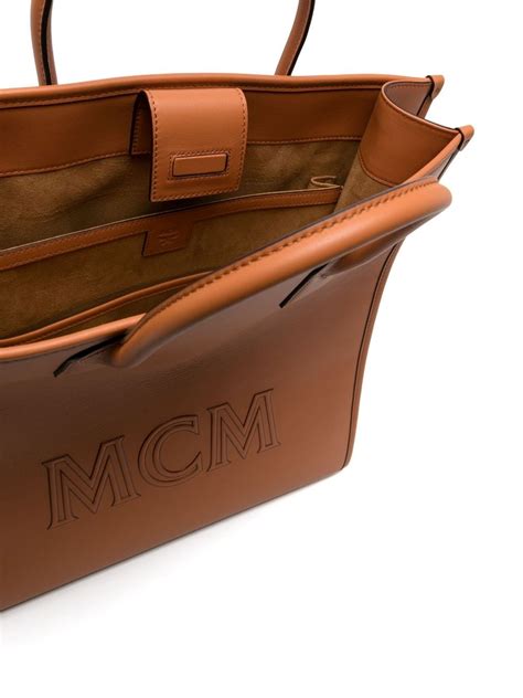 MCM Large Klassik Embossed Logo Tote Bag Farfetch