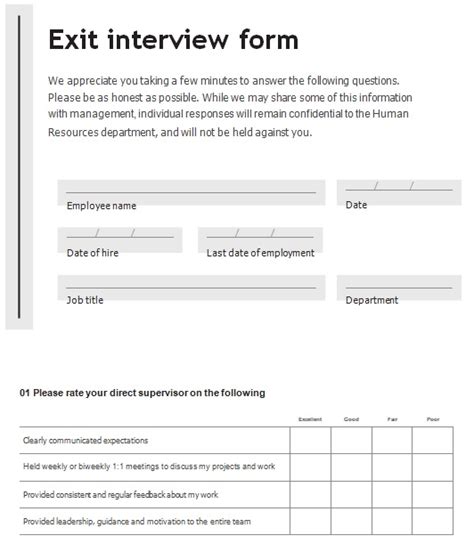 Exit Interview Template And Forms Word Pdf 100 Free Excel Tmp