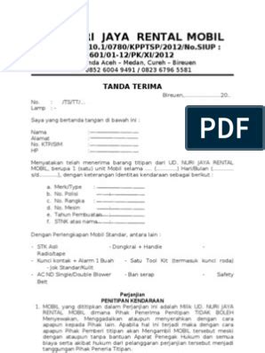 Surat Izin Usaha Rental Mobil Contoh Format Surat Perjanjian Sewa Hot Sex Picture