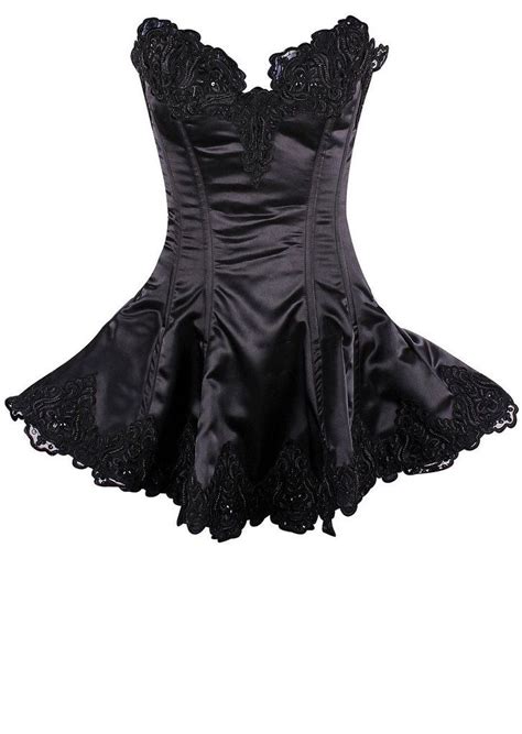 Black Satin Steel Boned Corset Dress Atomicjaneclothing Corset Dress
