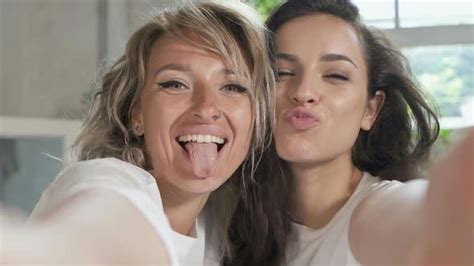 Two Women Taking Selfie Stock Footage Videohive