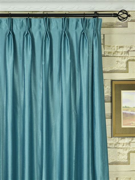 Extra Wide Swan Gray And Blue Solid Double Pinch Pleat Curtains 100