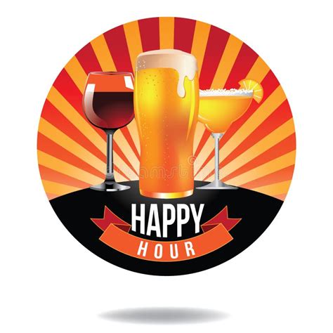 Happy Hour Burst Design Icon Stock Vector Illustration Of Badge Card