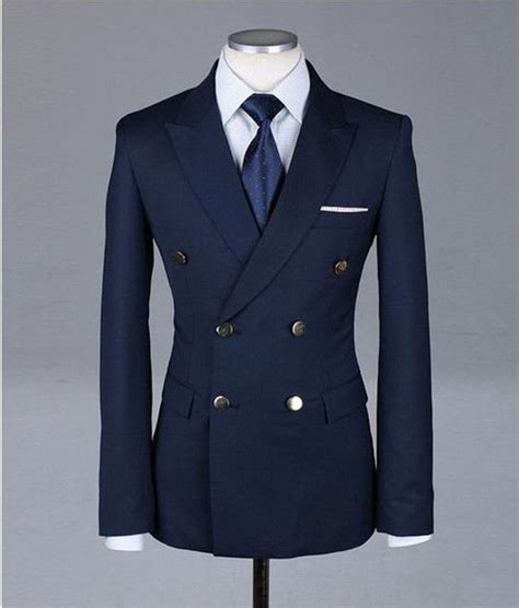 Buy Men Double Breasted Coat Navy Blue Slim Fit Double Breasted Online