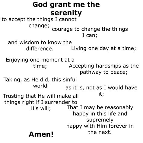 Here you can explore hq serenity prayer transparent illustrations, icons and clipart with filter setting like size, type, color etc. Serenity Prayer