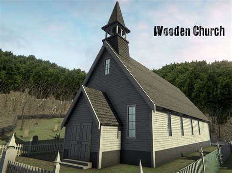 3d Model Wooden Church Vr Ar Low Poly Cgtrader