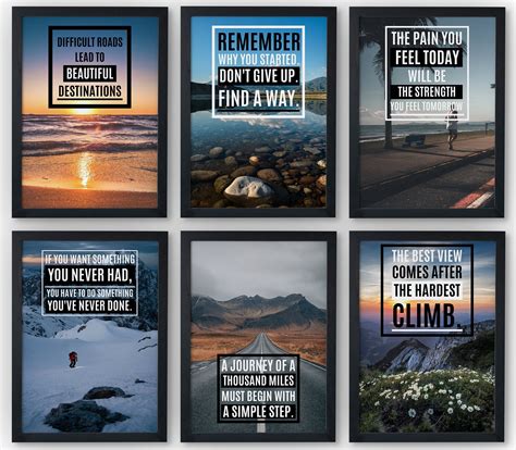 Motivational Posters Inspirational Quotes Set Of 6 Prints Etsy Uk