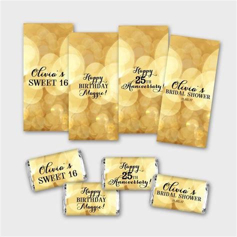 Gold Mini Candy Bar Wrapper Customized Candy Label More Occassion