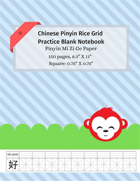 Chinese Pinyin Rice Grid Practice Blank Notebook Pinyin Mi Zi Ge Paper