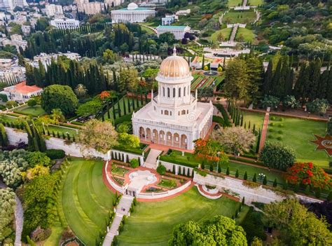 Aerial View Of Bahai Garden And Bahai Temple In Haifa Israel Editorial