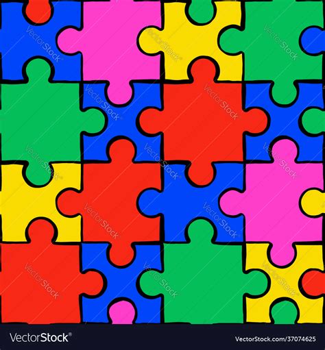 Colorful Puzzle Seamless Pattern Background Vector Image