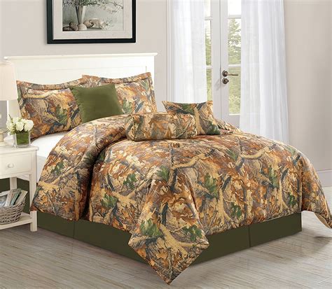 Woodlands 7 Piece Camouflage Comforter Set Over Sized Bedding Queen