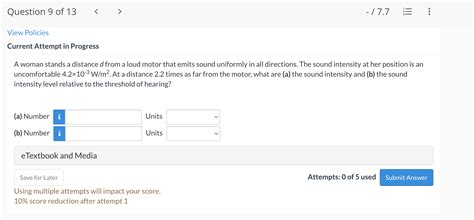 Solved A woman stands a distance d from a loud motor that | Chegg.com