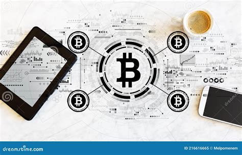 Bitcoin Theme With Tablet And Phone Stock Image Image Of Money Phone