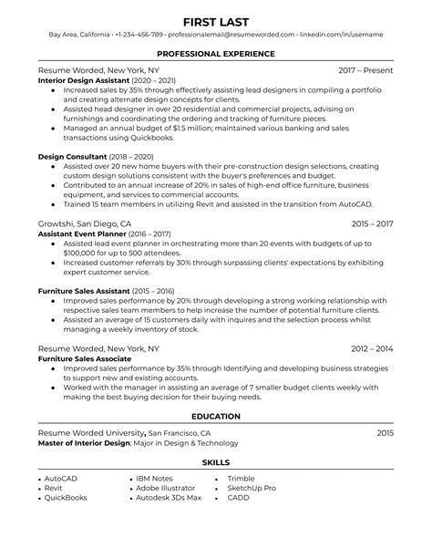 6 Interior Design Resume Examples For 2024 Resume Worded