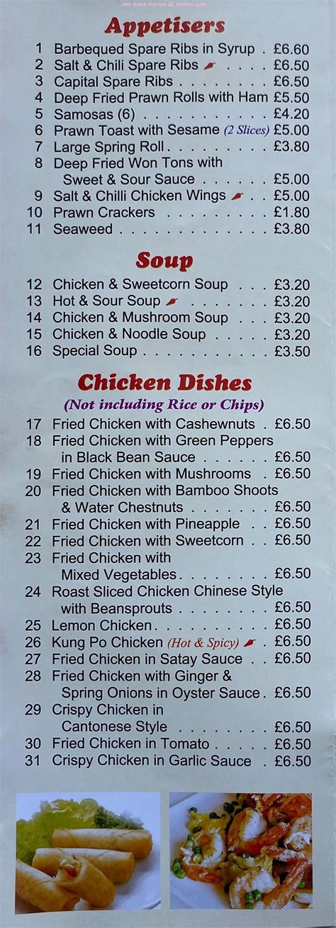 Menu At The Imperial Palace Restaurant Holyhead