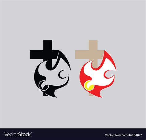 Cross And Holy Spirit Fire Icon Royalty Free Vector Image