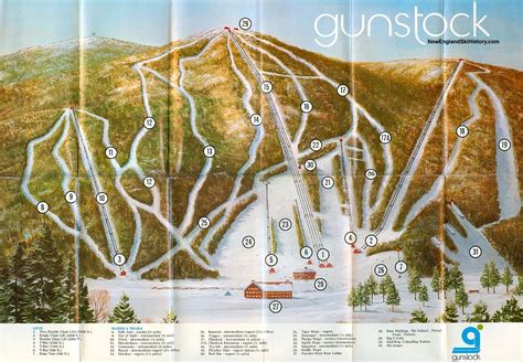 Early 1970s Gunstock Trail Map New England Ski Map Database