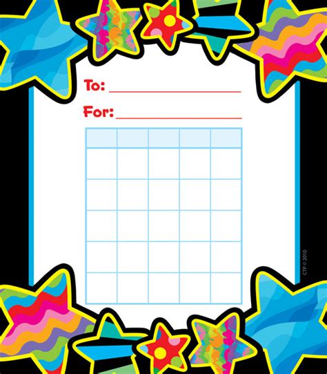 Reward Chart Pad Gel Stars Design Small Reward Charts For Kids Free