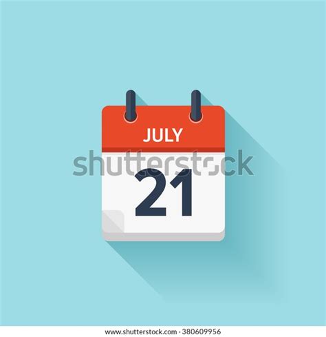 July 21 Calendar Iconvector Illustrationflat Styledateday Stock Vector