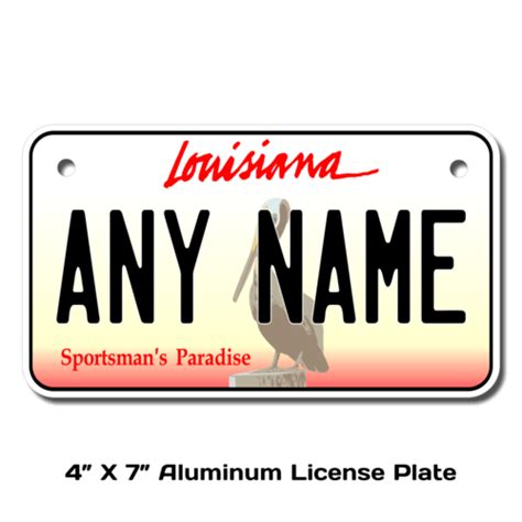 Personalized Louisiana 4 X 7 Aluminum License Plate Version 2
